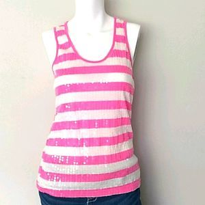 Bongo Pink/White Sequin Top. Size Medium